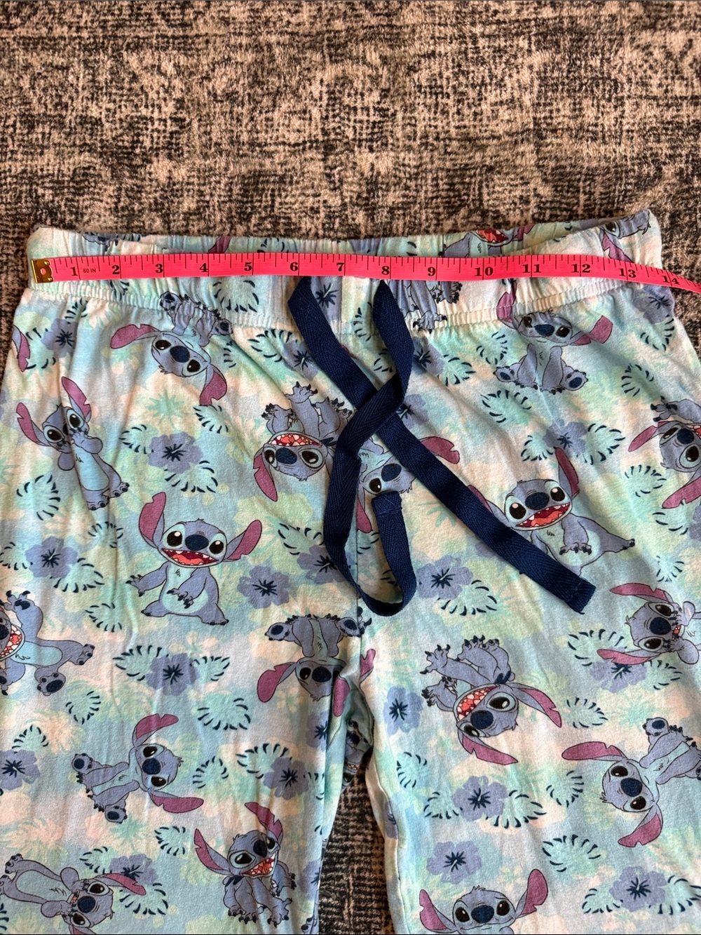 Disney Light Blue Stitch Print Pajama Pants with Navy Drawstring - Picture 3 of 6